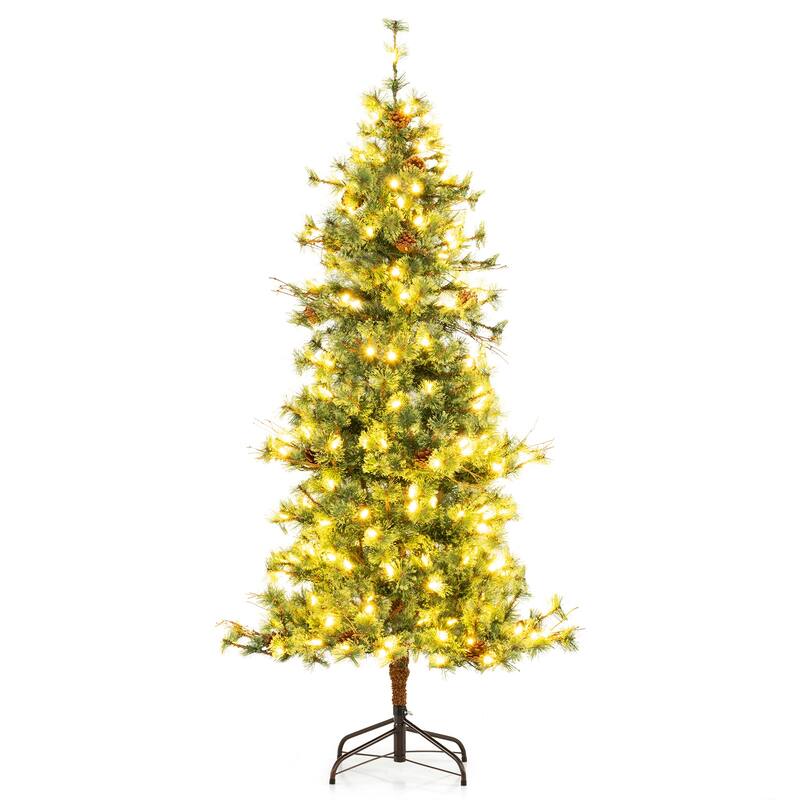 Gymax 6 FT Pre-Lit Artificial Christmas Tree Cashmere Xmas Tree w/ 370 - 6 Foot
