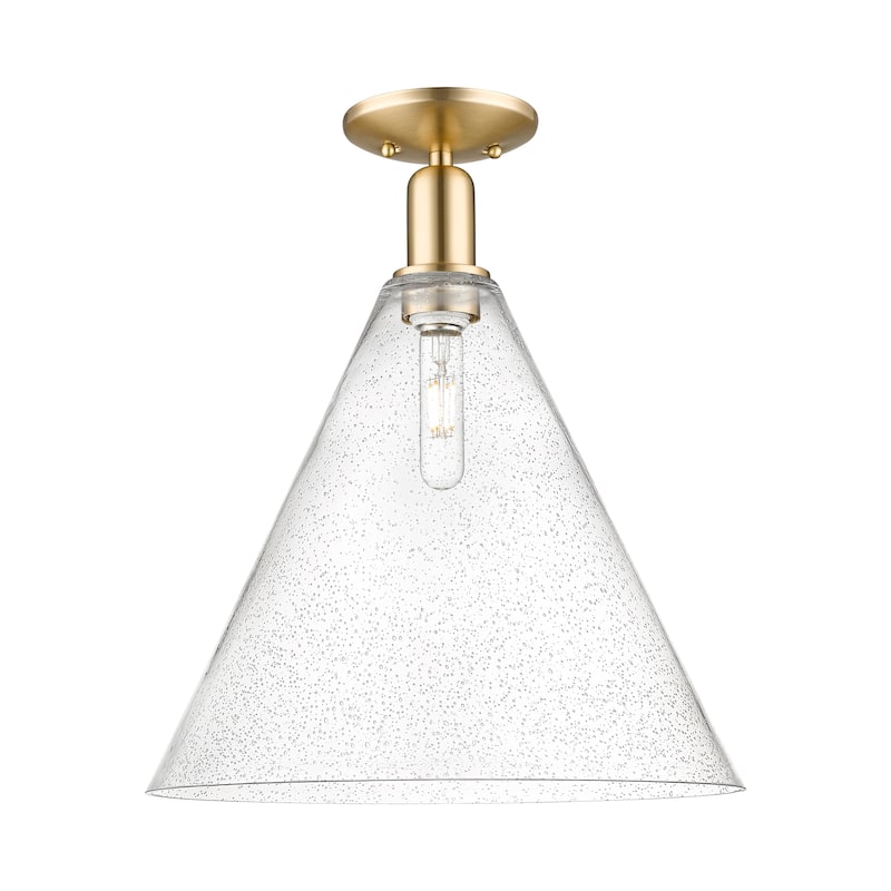 Innovations Lighting Endless Possibilities Arcadia - Berkshire Glass - 1 Light 16" Semi-Flush Mount - Champagne Bronze/Seedy
