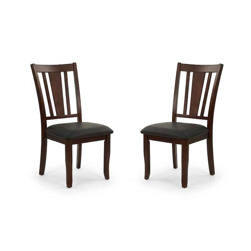 Transitional Style Dining Chairs Slat Backrest Espresso Finish