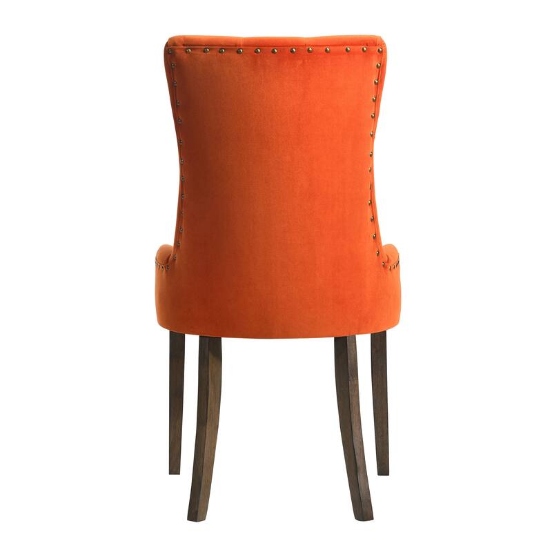 Orange and Weathered Oak Tufted Back Side Chairs (Set of 2) - Orange