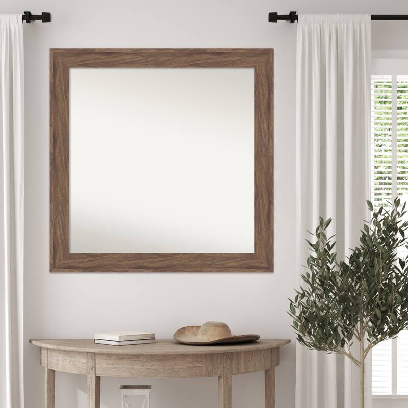 Pia Medium Brown Non-Beveled Framed Wall Mirror - Pia Medium Brown