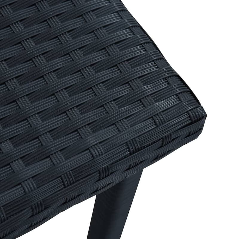 15.7 in. Black Square Wicker End Table, Sturdy Build End Side Table for Living Rooms