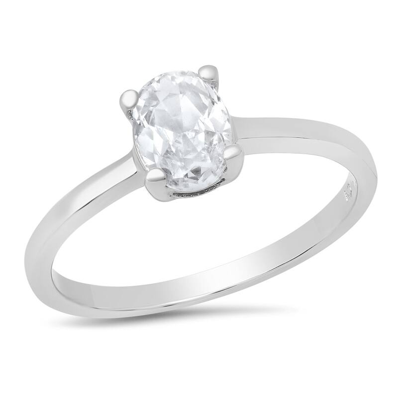 Roberto Martinez Sterling Silver 1 ctw Oval Cubic Zirconia Engagement Ring - 7 - White