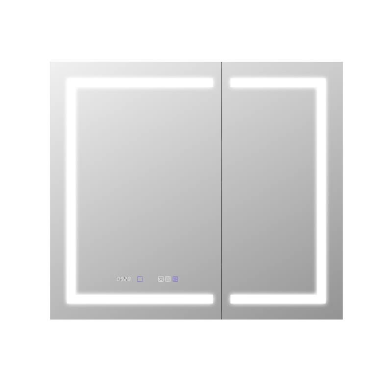 36'' H Recessed or Surface Mounted Bathroom LED Mirror Cabinet With Defogger, Dimmer, 10x magnifying