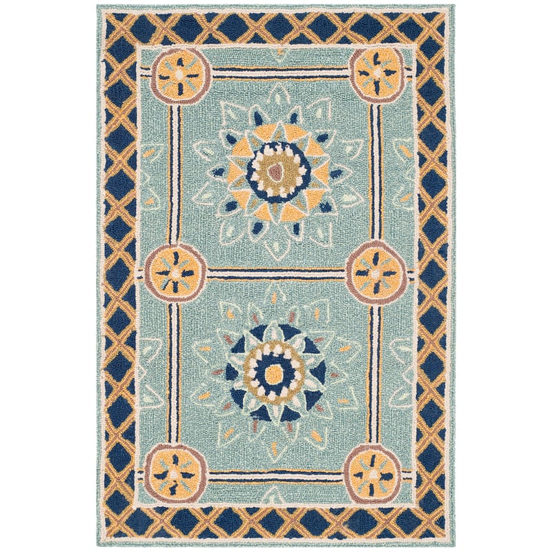 SAFAVIEH Handmade Easy Care Siiri Oriental Rug - 2' x 3' - Light Blue/Dark Blue