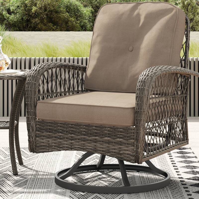 Corvus Livorno Outdoor 3-piece Steel Wicker Swivel Chat Set