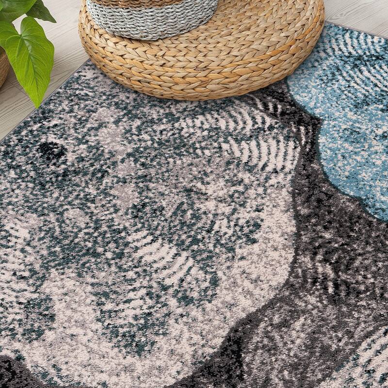 World Rug Gallery Contemporary Floral Design Black Area Rug