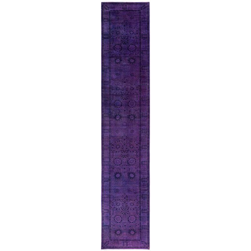 Overdyed One-of-a-Kind Hand-Knotted Area Rug - Purple - 3' 2" x 16' 4"