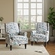 preview thumbnail 48 of 134, 2 Set Traditional Patterned Wingback Accent Chairs with NailHead Set of 2 Armchair - Boho Blue