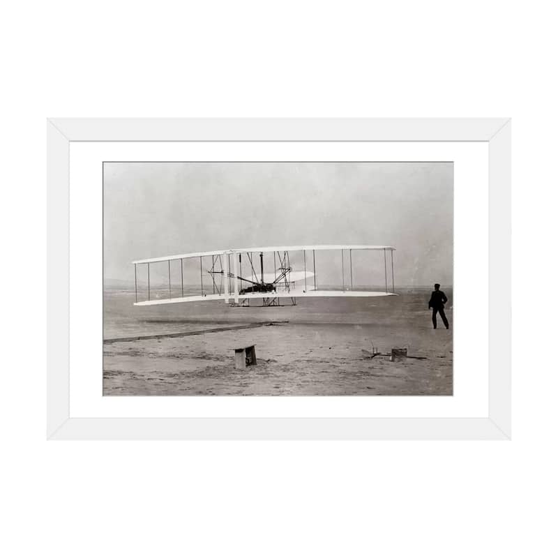 iCanvas "1903 Wright Brothers' Plane Taking Off At Kitty Hawk North Carolina USA" by Vintage Images - White - 24x32x1