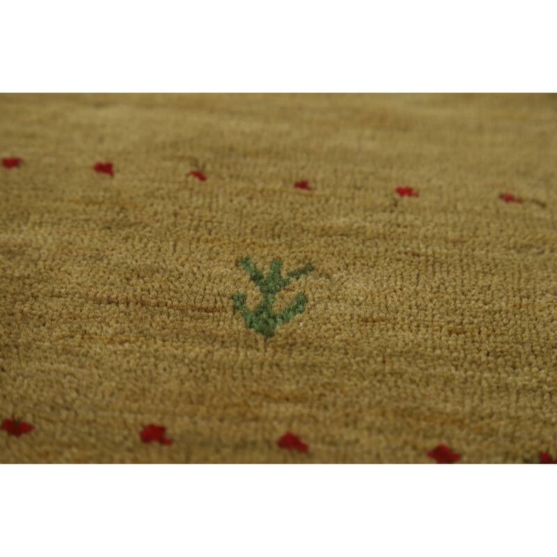 Green Tribal Gabbeh Indian Rug Hand-Knotted Wool Carpet - 3'3" x 5'1"