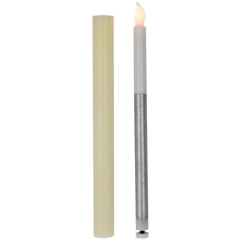 Set of 4 Solid Cream Flameless LED Constant Wax Taper Candles 9.5"