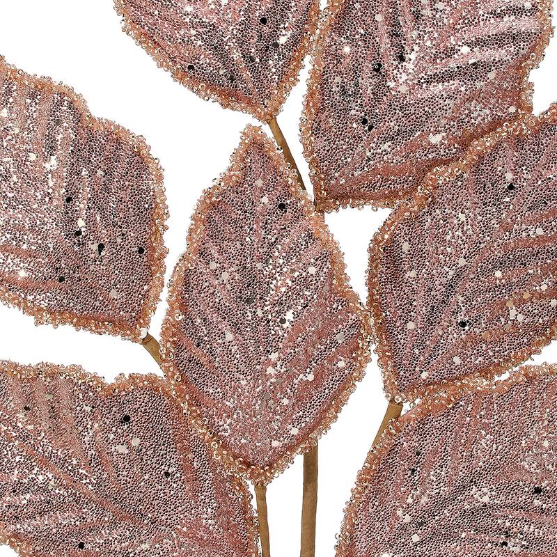 28" Glitter With Beaded Edge Salal Spray Set of 4