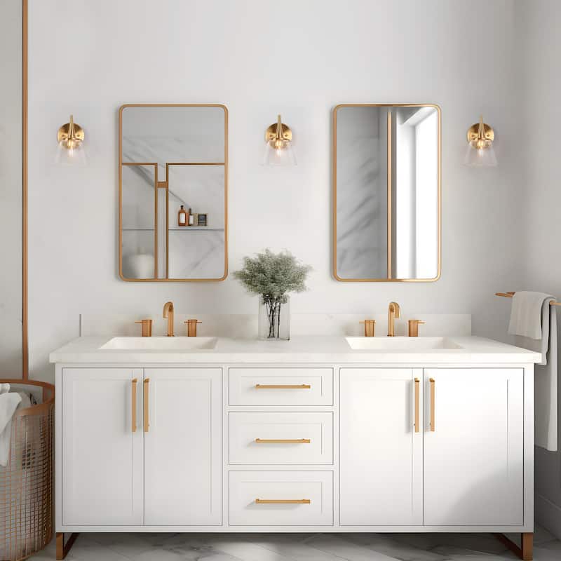Mola Modern Gold 1-Light Bathroom Vanity Light Seeded Glass Wall Sconces - D 6" x H 9"