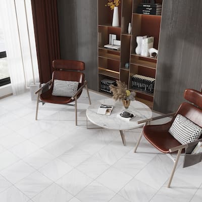 Regalia 12x12 White Porcelain Veining Wall and Floor Tile (13.56 sq ft/case) - 14 Pack