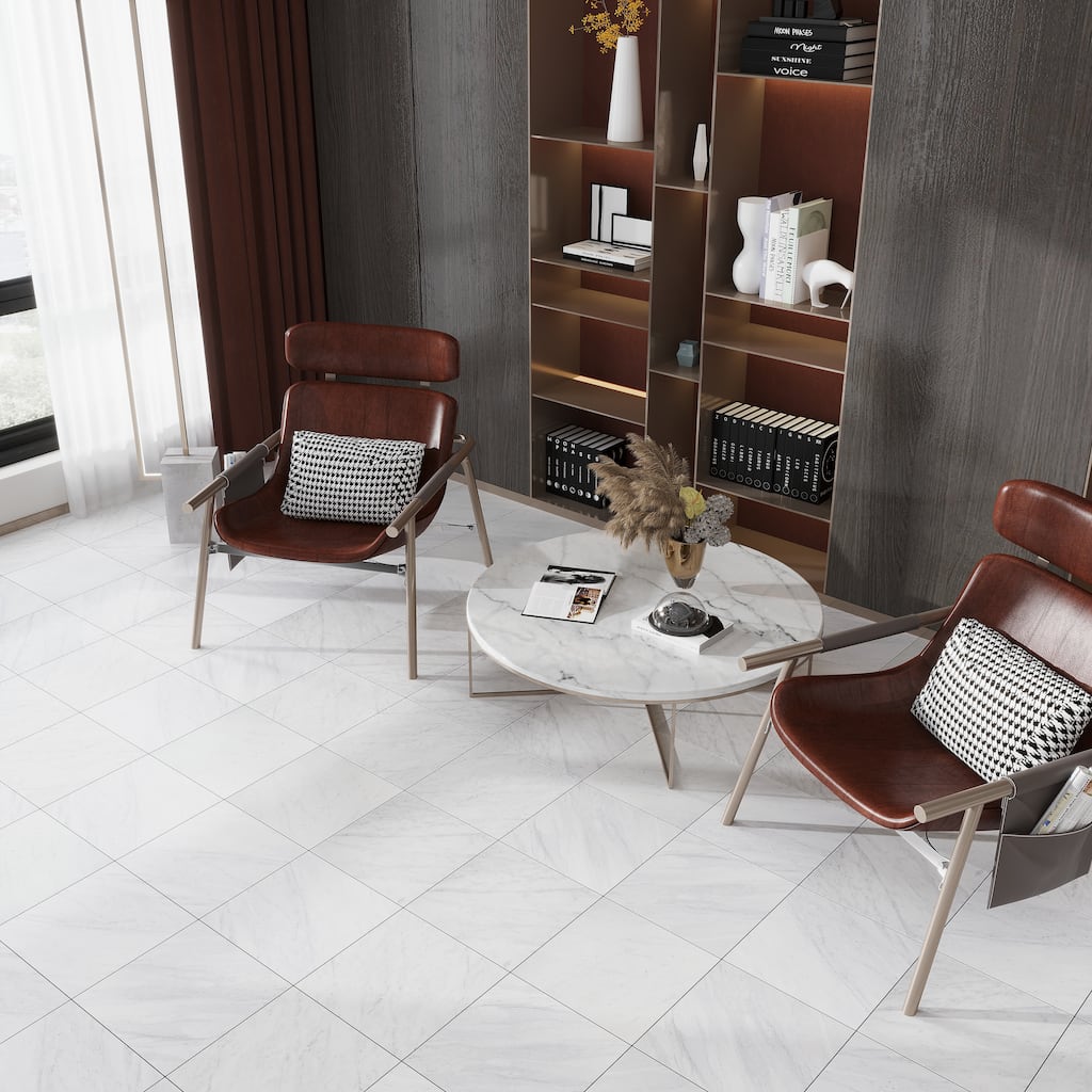 Regalia 12x12 White Porcelain Veining Wall and Floor Tile (13.56 sq ft/case) - 14 Pack