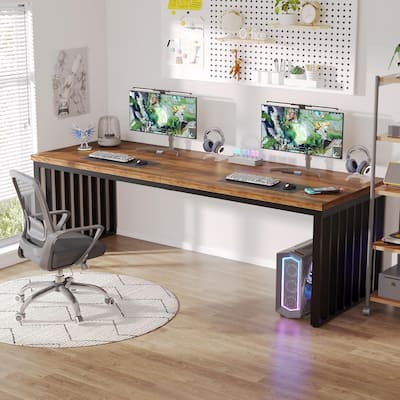 78.74 Inches Double Computer Desk for 2 Person - Extra Long Workstation with Heavy Duty Metal Frame, Large Dual Study Table