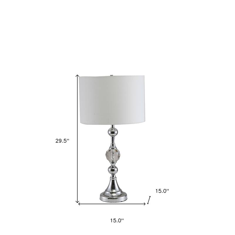 30" Silver Metal Bedside Table Lamp With White Classic Drum Shade - 15 x 15 x 29.5