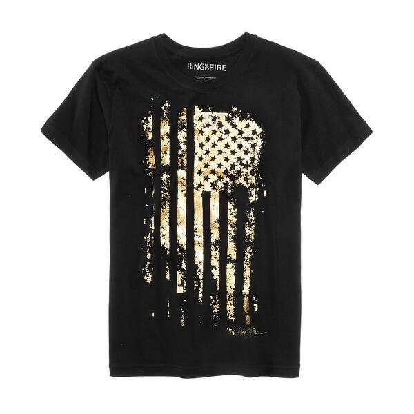 Shop Ring Of Fire Mens Metallic Print Graphic T Shirt Black X