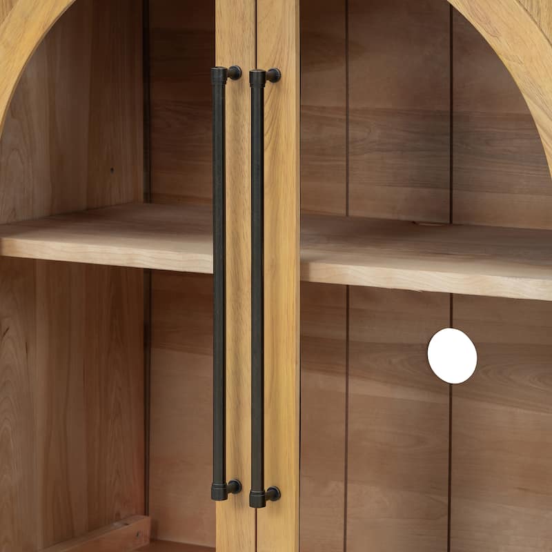 4-Door Large Arched Storage Sideboard Buffet Cabinet with Glass Doors and Adjustable Shelves