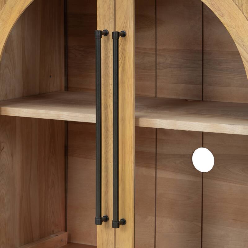 4-Door Large Storage Sideboard Buffet Cabinet with Glass Doors, Cabinet with Adjustable Shelves for Kitchen and Living Room