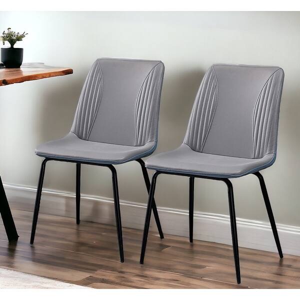 Set Of Two Black Upholstered Faux leather Side Chairs Set Of Two Black Upholstered Faux leather Side Chairs