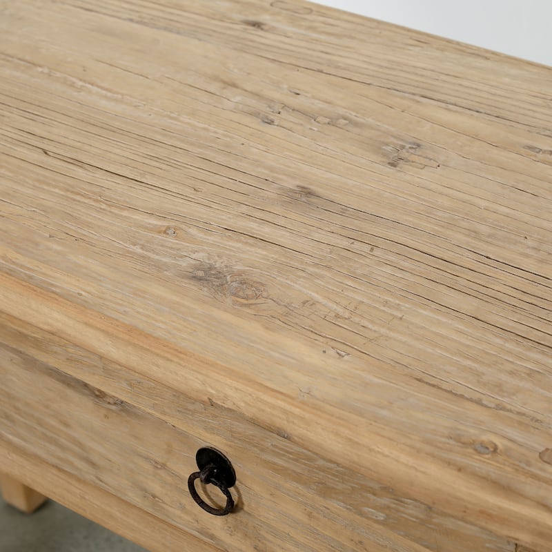 Artissance 51"Rustic Elmwood Console With Two Drawers Weathered Natural Wood