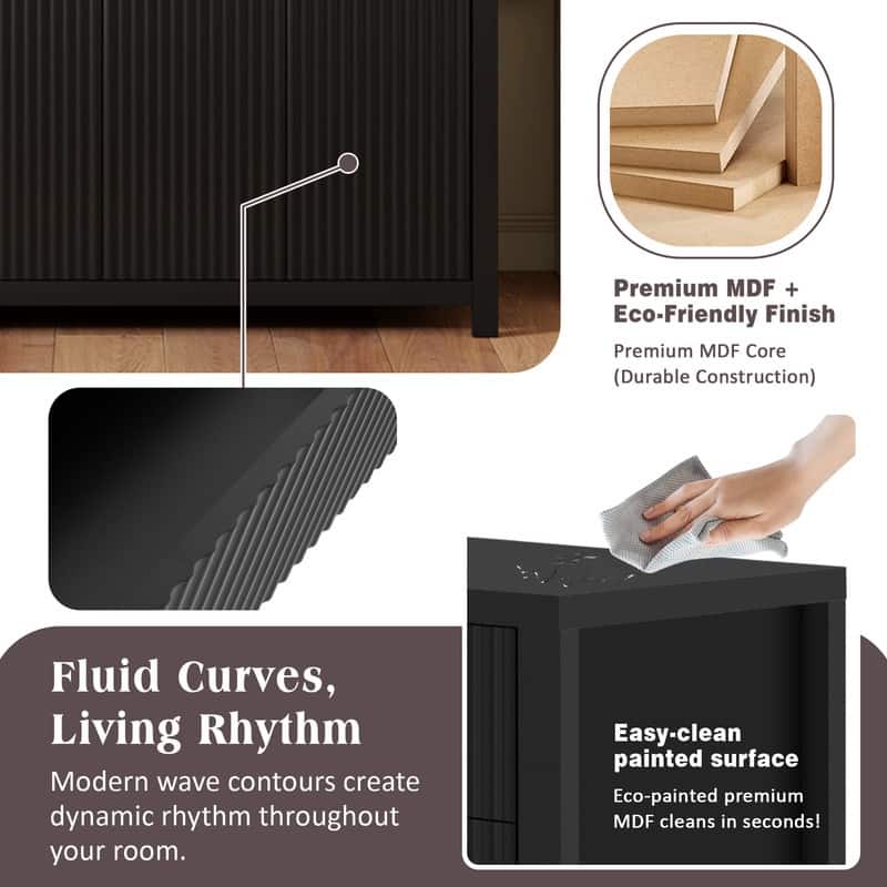 55.1" Modern Sideboard Cabinet with Adjustable Shelves and Aluminum Handles for Stylish Home Storage Solutions