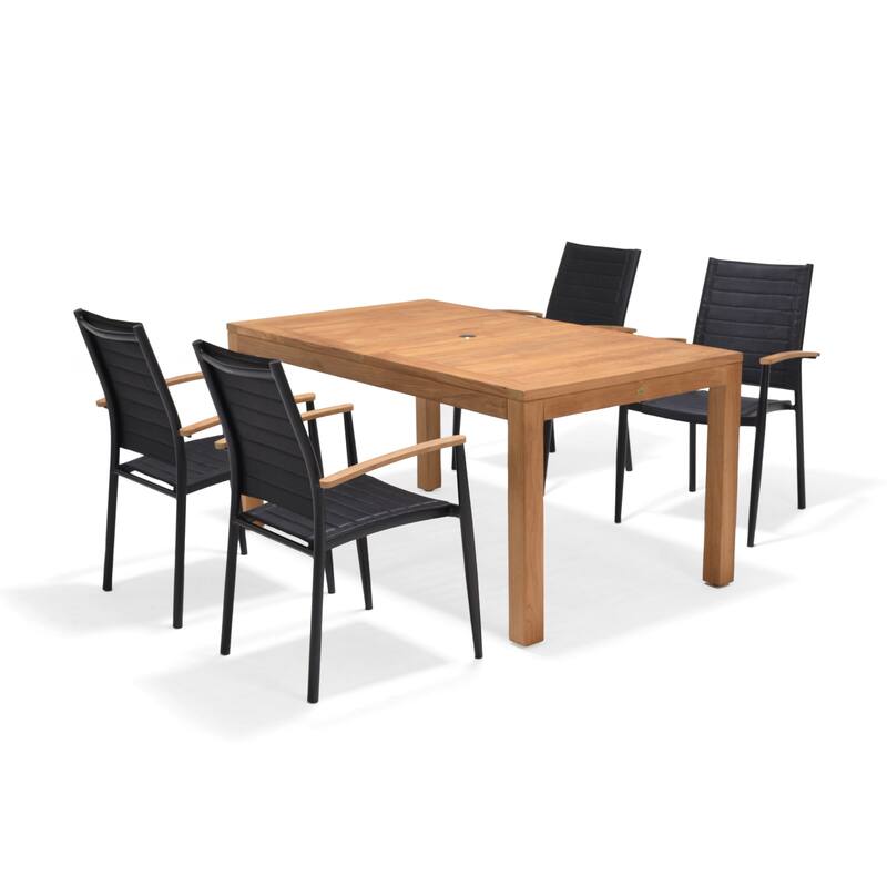 Amazonia Panhue FSC Teak Wood and Aluminum Outdoor Patio DIning Set