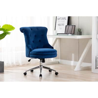 Porthos Home Itzel Velvet Desk Chair With Swivel, Wingback Design