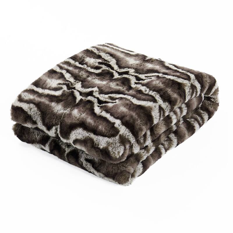 Tip Printing Light Fauxfur Throw
