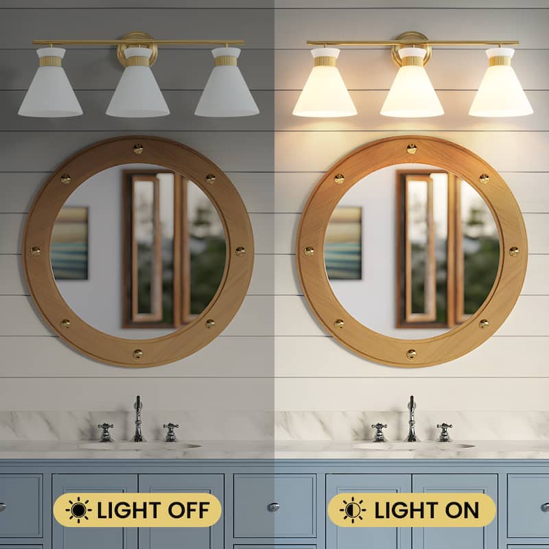 Dimmable Bathroom Vanity Light with Glass Shade