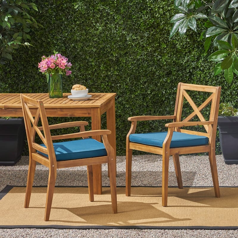 2pcs Dining Chair with with 2 Cushions for Backyard and Garden