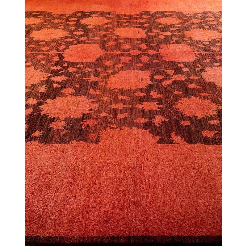 Overton Hand Knotted Wool Vintage Inspired Modern Contemporary Overdyed Brown Area Rug - 12' 1" x 16' 0"