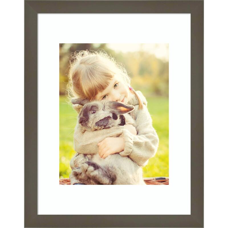 Svelte Clay Grey Framed Picture Frame, Photo Frame - 11x14 Matted White 8x10 - Svelte Clay Grey
