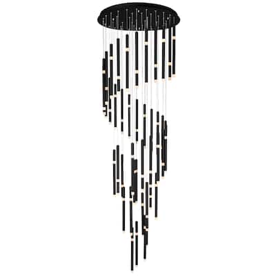 Flute 54 Light LED Chandelier With Black Finish