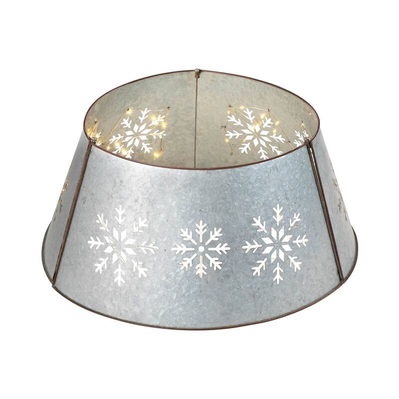 Glitzhome Christmas Metal Diecut Snowflake Tree Collar with Lights - 22"D
