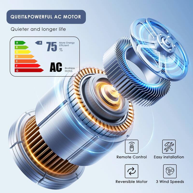 52 Inches AC Motor Crystal Ceiling Fan Fandelier with Lights,For Bedroom,Kitchen,Patio,Remote or Wall Control - 52 Inches