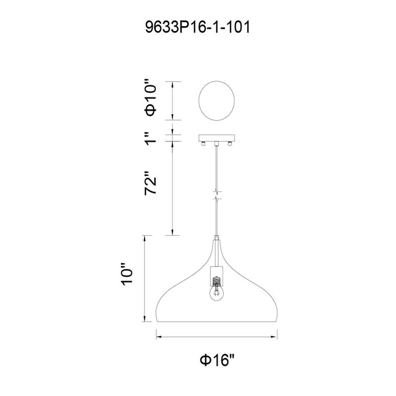 Dynamic 1 Light 16in Black Down Pendant