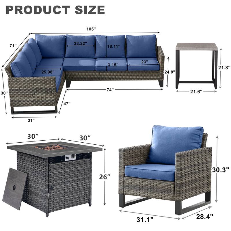 Gymojoy Patio Conversation Sofa Set with Chair