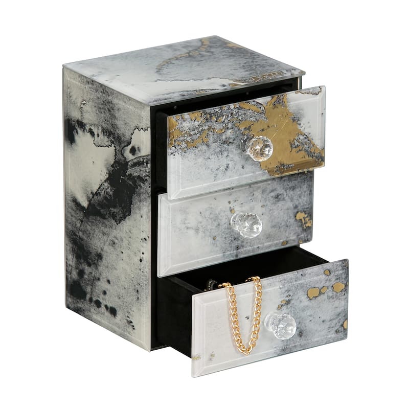 Mele and Co Maura Marbled Glass Jewelry Box with Gold Accents