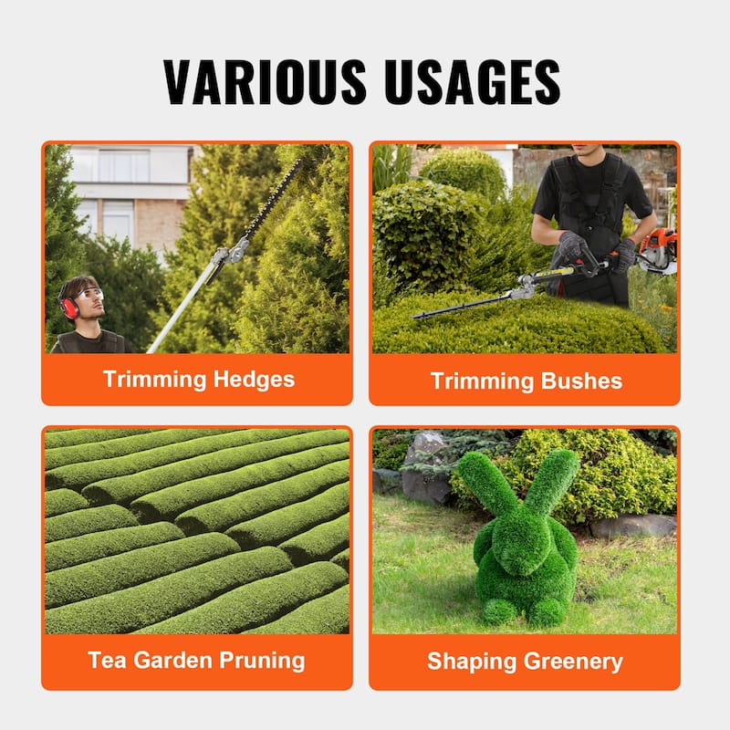 Gas Hedge Trimmer, Gas Powered Handheld Hedge Trimmer with Dual Sided Dual Action Blade