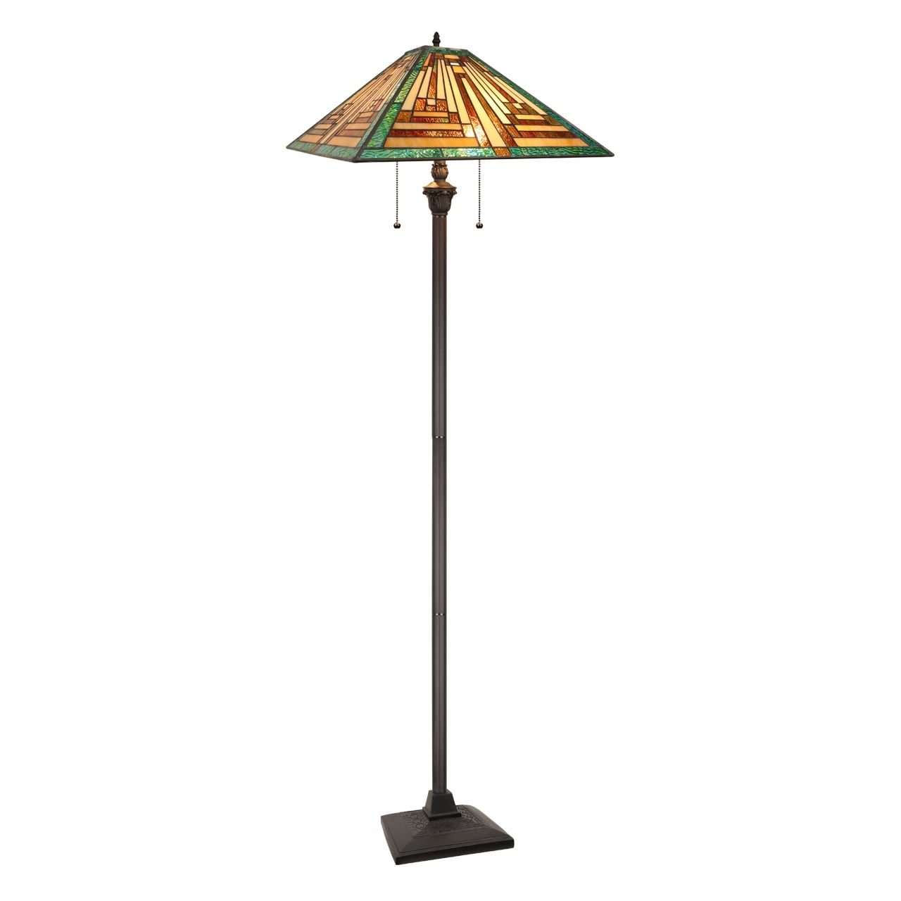 Tiffany-Style 2-Light Mission Floor Lamp 16