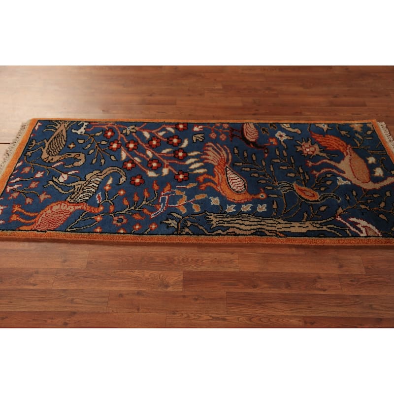 Blue Ziegler Indian Foyer Rug Hand-Knotted Wool Carpet - 2'6"x 5'9"