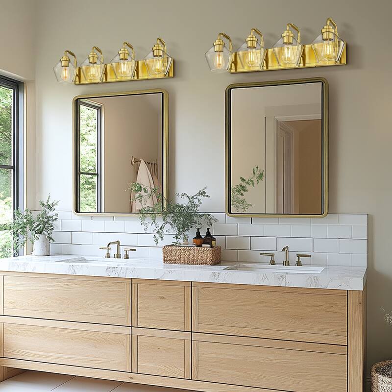 Modern 3/4-Light Bathroom Vanity Light in Oil-Rubbed Bronze/Gold