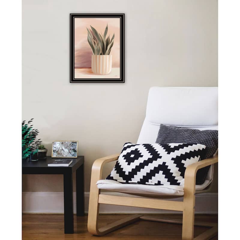 TrendyDecor4U Contemporary "Striped Bohemian Plant" Framed Print Wall Art