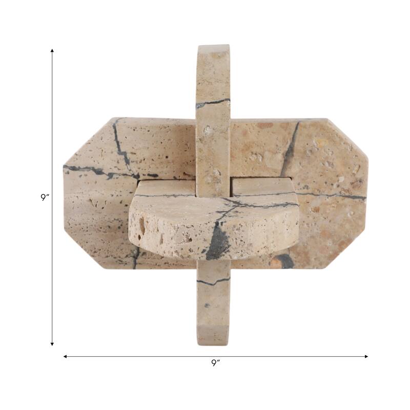 Stone Decorative Object Interlocking Geometric Sculptural Design
