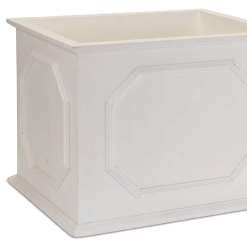 HomeRoots Set of Three White Wood Geometric Rectangular Planter Boxes - 13.00 in. x 11.10 in. x 8.25 in.