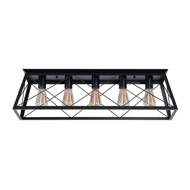 Farmhouse 5-Light Trapezoidal Cage Iron Ceiling Light