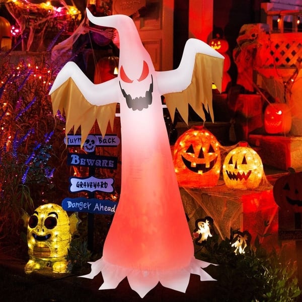 6 FT Halloween Inflatable Ghost Quick Blow up Halloween Décor w/ Red ...